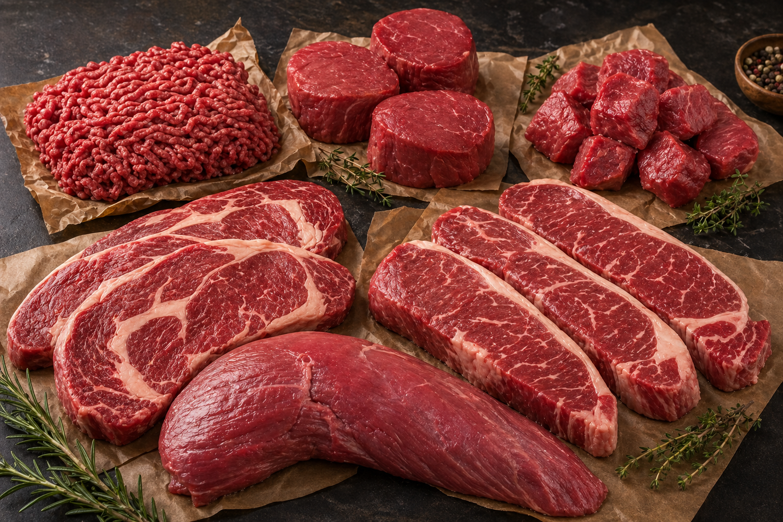 Premium halal beef cuts